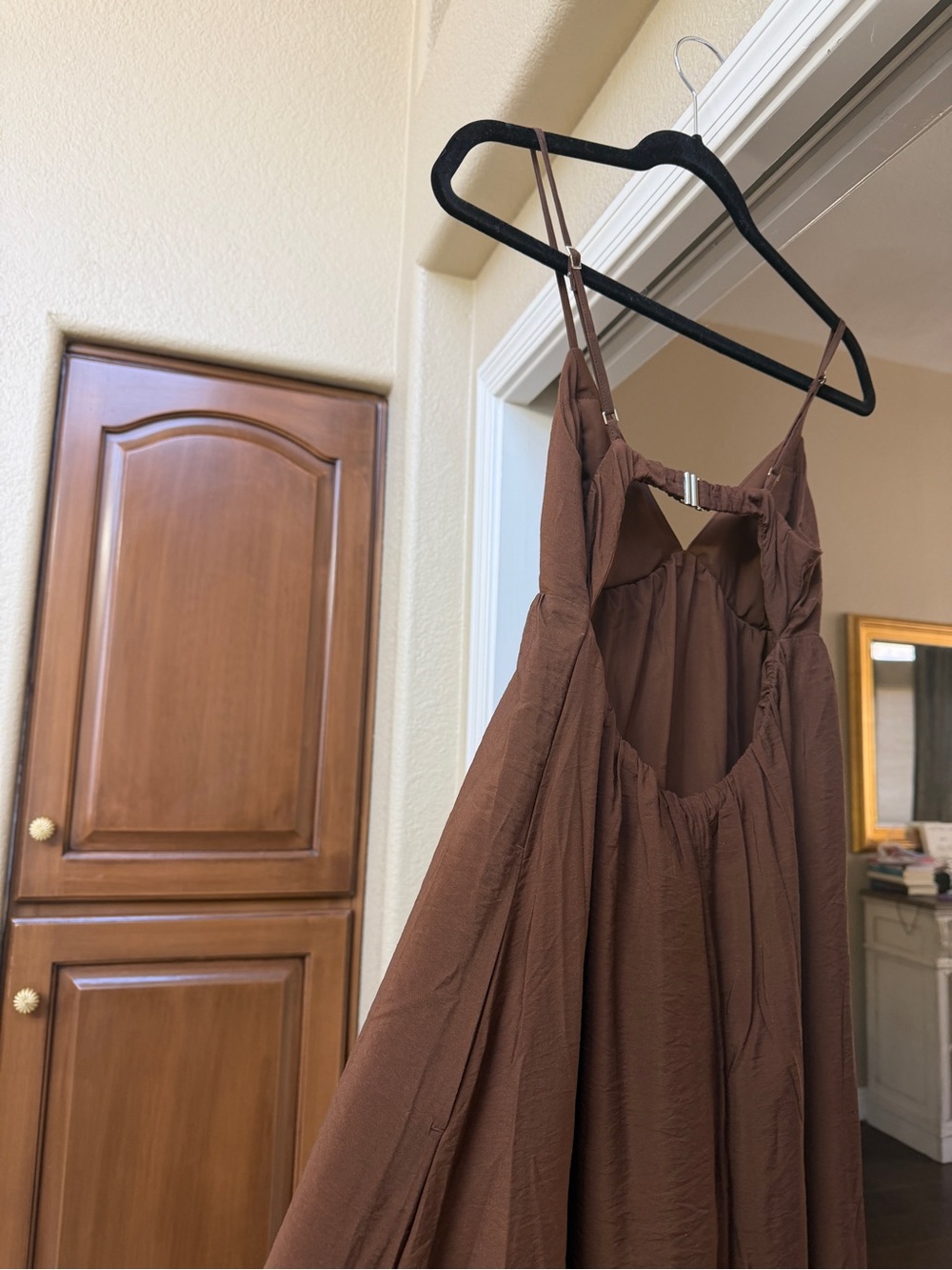 Abercrombie & Fitch Brown Maxi Dress with Cream Palm Print - Picture 4 of 5